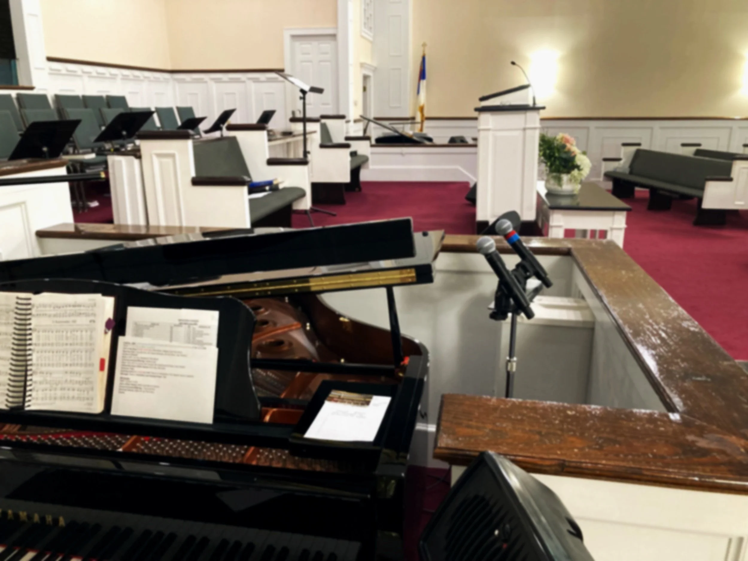 Grand piano in church sanctuary